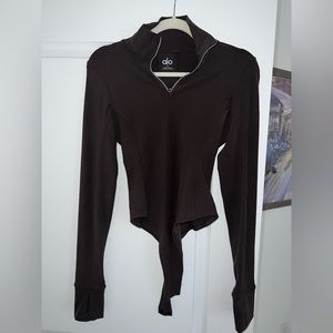 Alo chocolate brown ribbed bodysuit